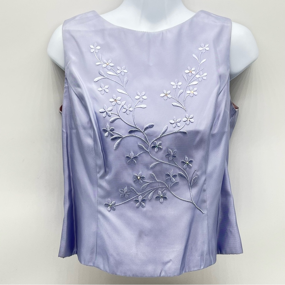 Scott McClintock Lilac Embroidered Floral w/Rhinestones Embroidered Blouse-Sz 8